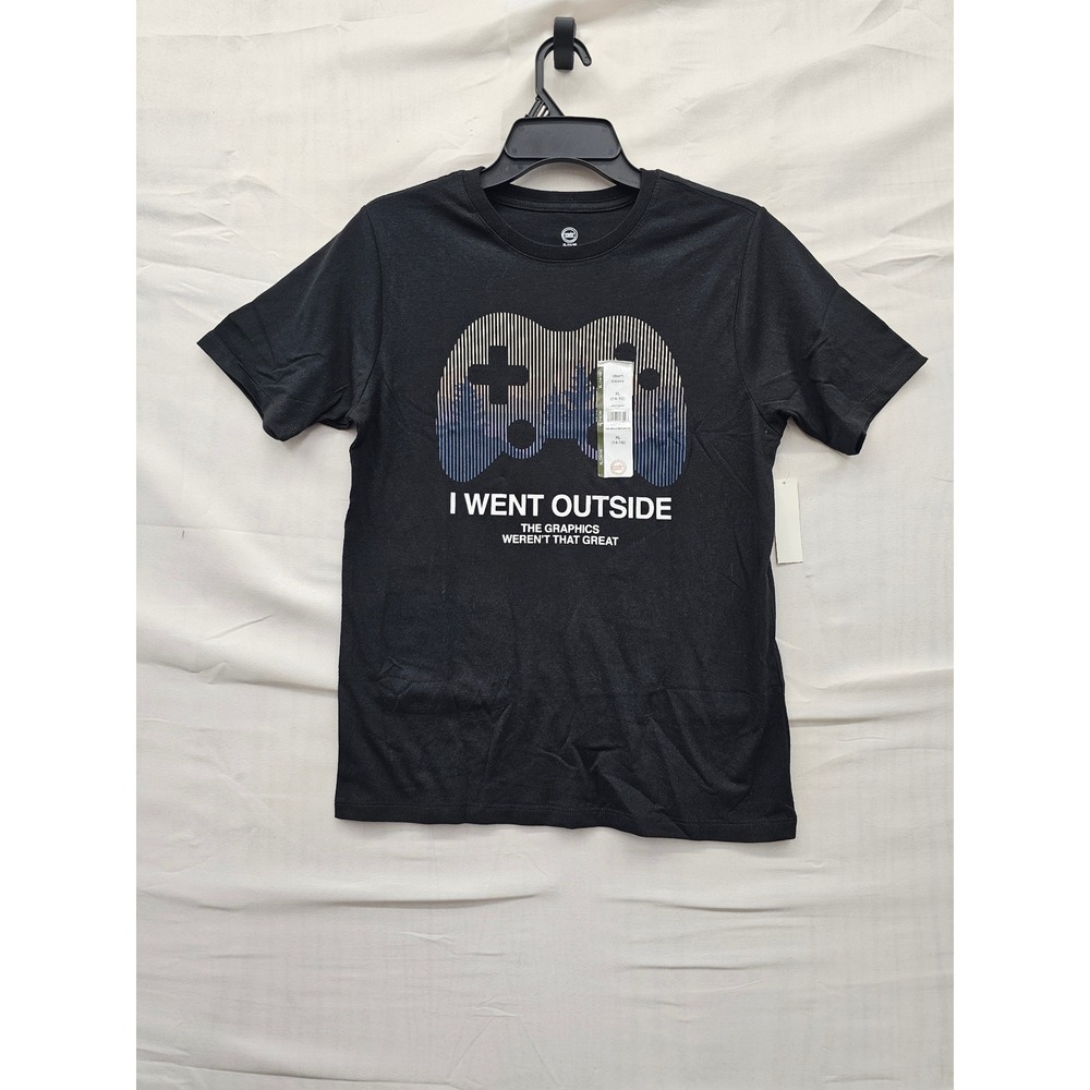 Wonder Nation Boys Gamer Graphic T-Shirt Black Cotton Blend Casual Size XL
